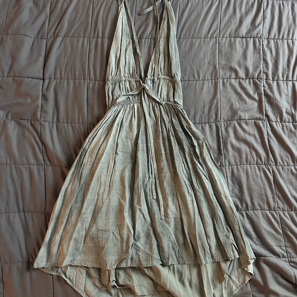 Cream Sleeveless Halter Mini Sundress